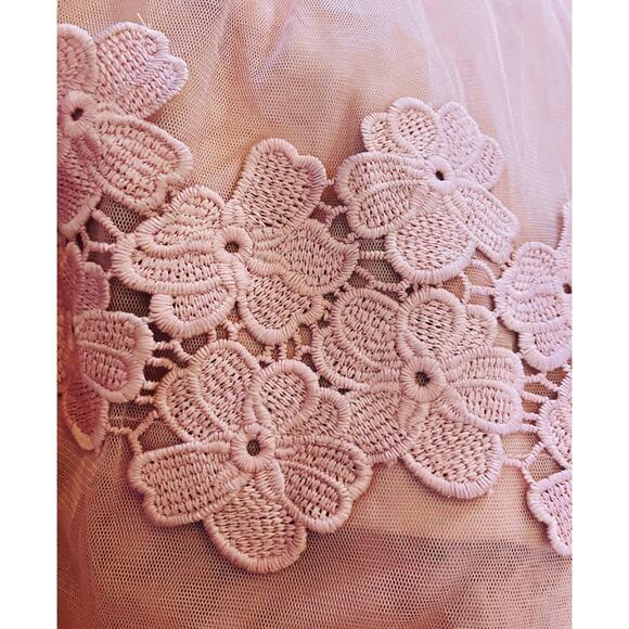 Forever 21 Womens Dusty Pink Layered Mesh Floral Lace Lined Skirt | Size 0X NWT - Picture 9 of 10